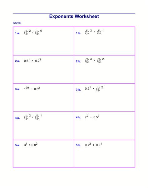 properties of exponents worksheet 8th grade